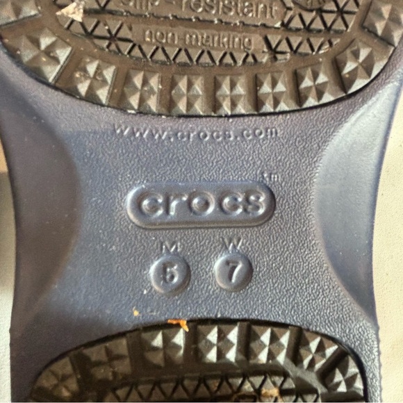 CROCS Sz 7 On The Clock Work Anti-Slip Slip On Shoes Clogs in Navy - Picture 6 of 8